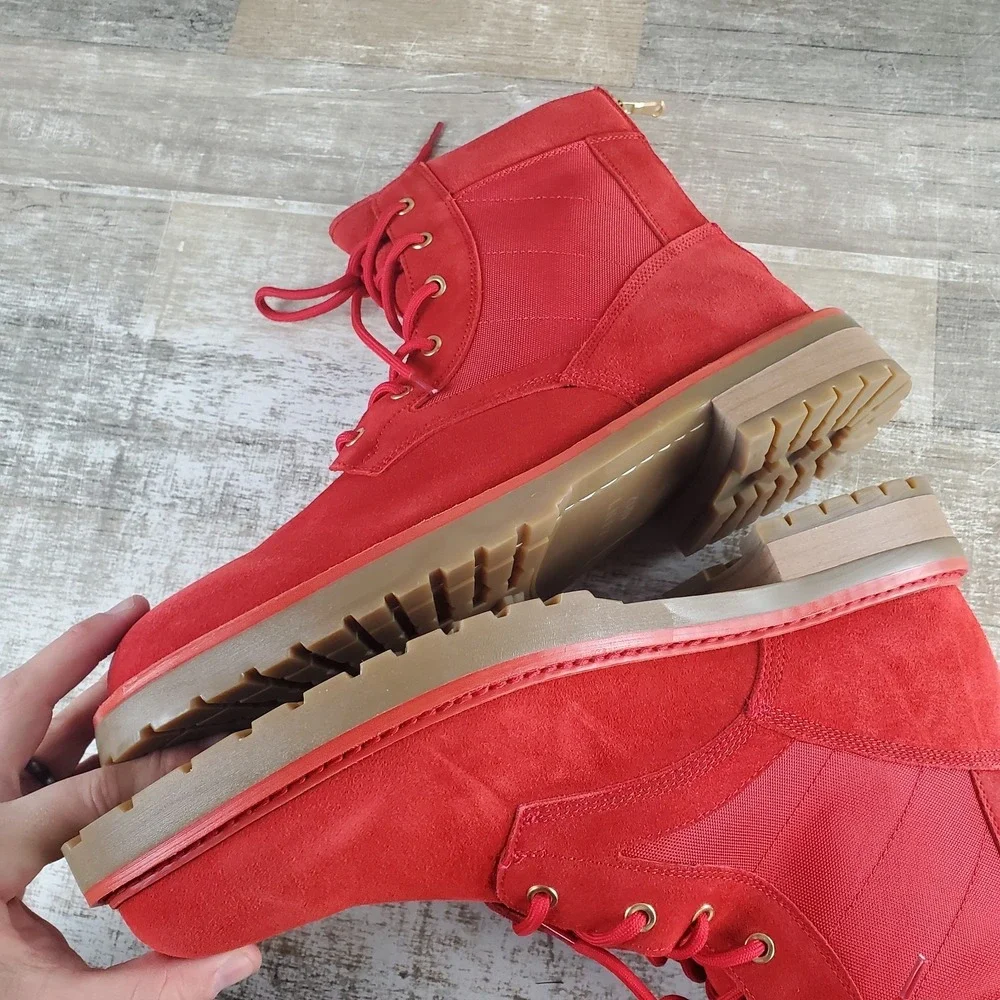 Saint Morta Legion Mens Boots Sz 10 Red Gum Suede Comfort Lace Up Back Zip